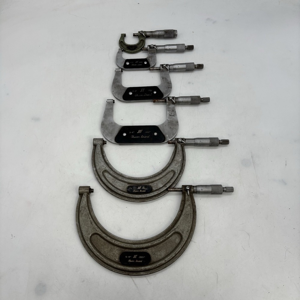 Set of 6 Chaun Micrometers 1" 1-2" 2-3" 3-4" 4-5" 5-6" all .0001" Used